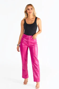 BuddyLove Clothing Label Bottoms*Gomez Vegan Leather Pants - Fuchsia