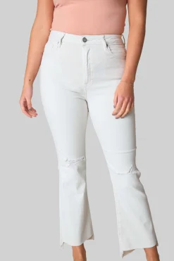 Hidden Bottoms*Happi High Rise Distressed Jean - Sea Salt