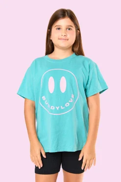 BuddyLove Clothing Label Tween | Tween + Girls*Happy Face Youth Graphic Tee - Seafoam