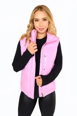 BuddyLove Clothing Label Outerwear*Helen Vegan Leather Puffer Vest - Bubble Gum