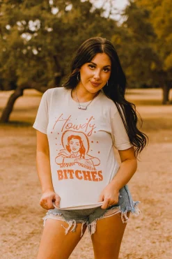 Wild Junkie Tops*Howdy Bitches Western Graphic Tee