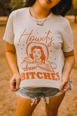 Wild Junkie Tops*Howdy Bitches Western Graphic Tee