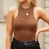 BuddyLove Clothing Label Tops*Jada Racerback Bodysuit - Chocolate