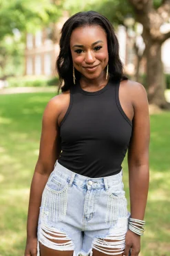 BuddyLove Clothing Label Tops*Jada Racerback Bodysuit - Panther