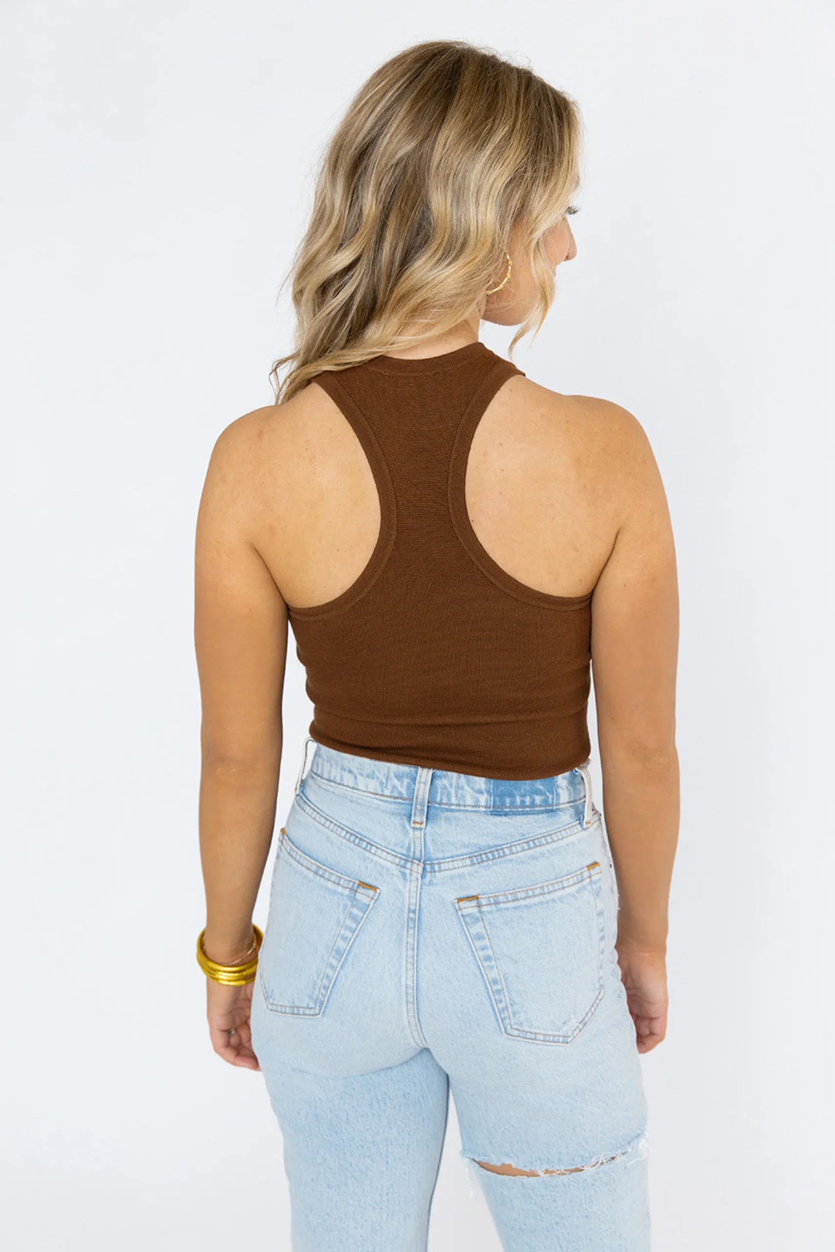 BuddyLove Clothing Label Tops*Jada Racerback Bodysuit - Chocolate