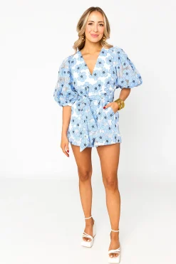 BuddyLove Clothing Label Rompers*Julia Short Sleeve Romper - Blue Lagoon