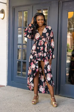 BuddyLove Clothing Label Long Sleeve Dresses | Bump Friendly*Lennon High-Low Dress - Nightfall