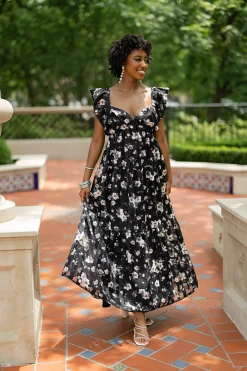 BuddyLove Clothing Label Sleeveless Dresses | Wedding Guest*Lilly Sweetheart Neckline Maxi Dress - Flower Basket