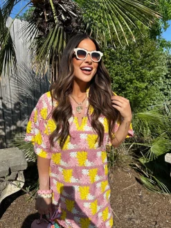BuddyLove Clothing Label Caftan Dresses*Lulu Short Sleeve Mini Caftan -Sunny Daze