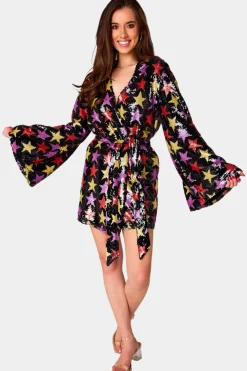 BuddyLove Clothing Label Long Sleeve Dresses | Sequin Dresses*Lynlee Sequin Wrap Dress - Fortune Teller