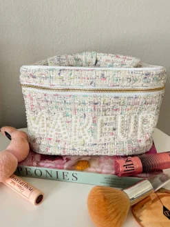 KenzKustomz Handbags*Makeup Open Top - White Tweed