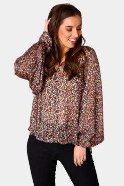 BuddyLove Clothing Label Tops*Mandy Long Sleeve Blouse - Color Burst