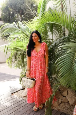 BuddyLove Clothing Label Sleeveless Dresses | Vacation Dresses*Meme Tie-Shoulder Maxi Dress - Hawaiian Sun