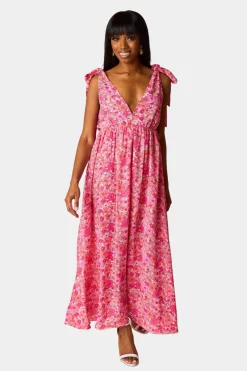 BuddyLove Clothing Label Sleeveless Dresses | Vacation Dresses*Meme Tie-Shoulder Maxi Dress - Hawaiian Sun