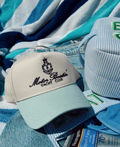 KenzKustomz Hats*Motor Boatin' Yacht Club - Baby Blue Vintage Trucker Hat