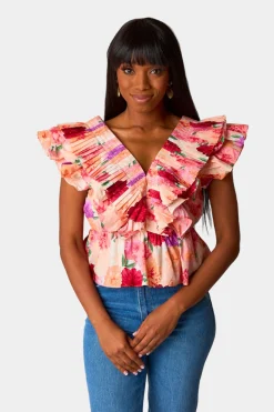 BuddyLove Clothing Label Tops*Nia Ruffle Pleated Top - Mad Hat