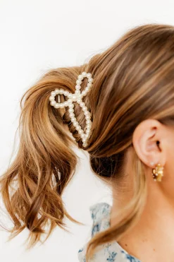 Shop LINNY CO Bride To Be Dresses*Pearl Bow Hair Clip - Paris