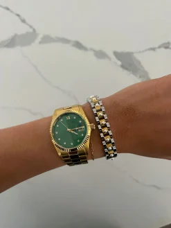 Chansuttpearls Jewelry*PEARL TWO TONED WATCH BAND BRACELET