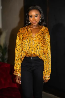 BuddyLove Clothing Label Tops*Portia Loose Button Up Top - Snake Charmer