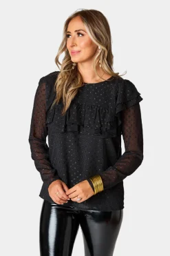 BuddyLove Clothing Label Tops*Prairie Ruffle Long Sleeve Top - Quartz