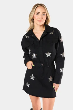 BuddyLove Clothing Label Long Sleeve Dresses | Mini Dresses*Raelynn Denim Mini Dress - Black
