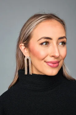 Taylor Shaye Jewelry*Rhinestone Chain Drop Earrings - Iridescent