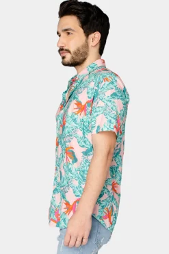 BuddyLove Clothing Label Tops*Robert Button Down Dress Shirt - Hibiscus