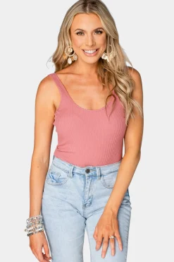 BuddyLove Clothing Label Tops*Sammy Scoop Neck Bodysuit - Mauve