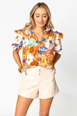 BuddyLove Clothing Label Tops*Shauna Ruffle Shoulder Top - Seeya Later