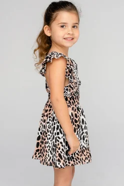 BuddyLove Clothing Label Tween | Tween + Girls*Shiloh Girl's Flutter Sleeve Dress - Cheetah