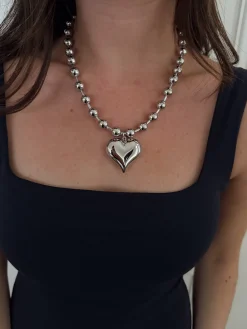 Chansuttpearls Jewelry*SILVER BUBBLE HEART NECKLACE