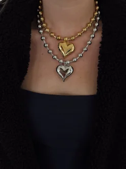 Chansuttpearls Jewelry*SILVER BUBBLE HEART NECKLACE