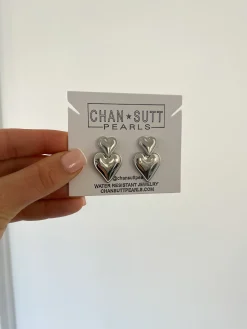 Chansuttpearls Jewelry*SILVER HEART EARRINGS