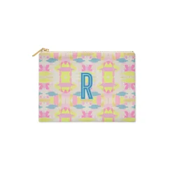 CB Studio Home & Gift*Single Initial - Large Flat Zip Pouch Mila Citrus Pink - New!