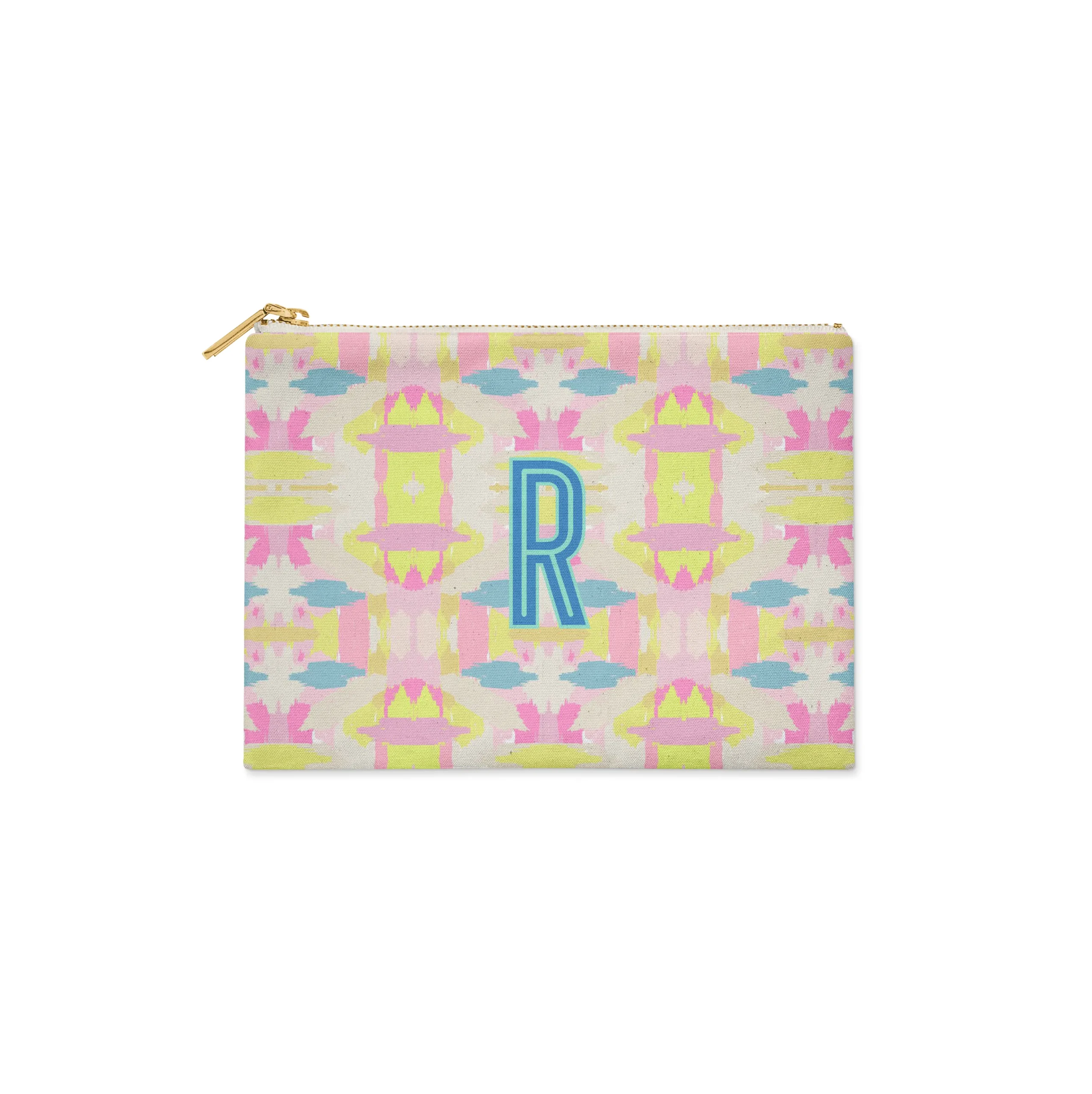 CB Studio Home & Gift*Single Initial - Large Flat Zip Pouch Mila Citrus Pink - New!
