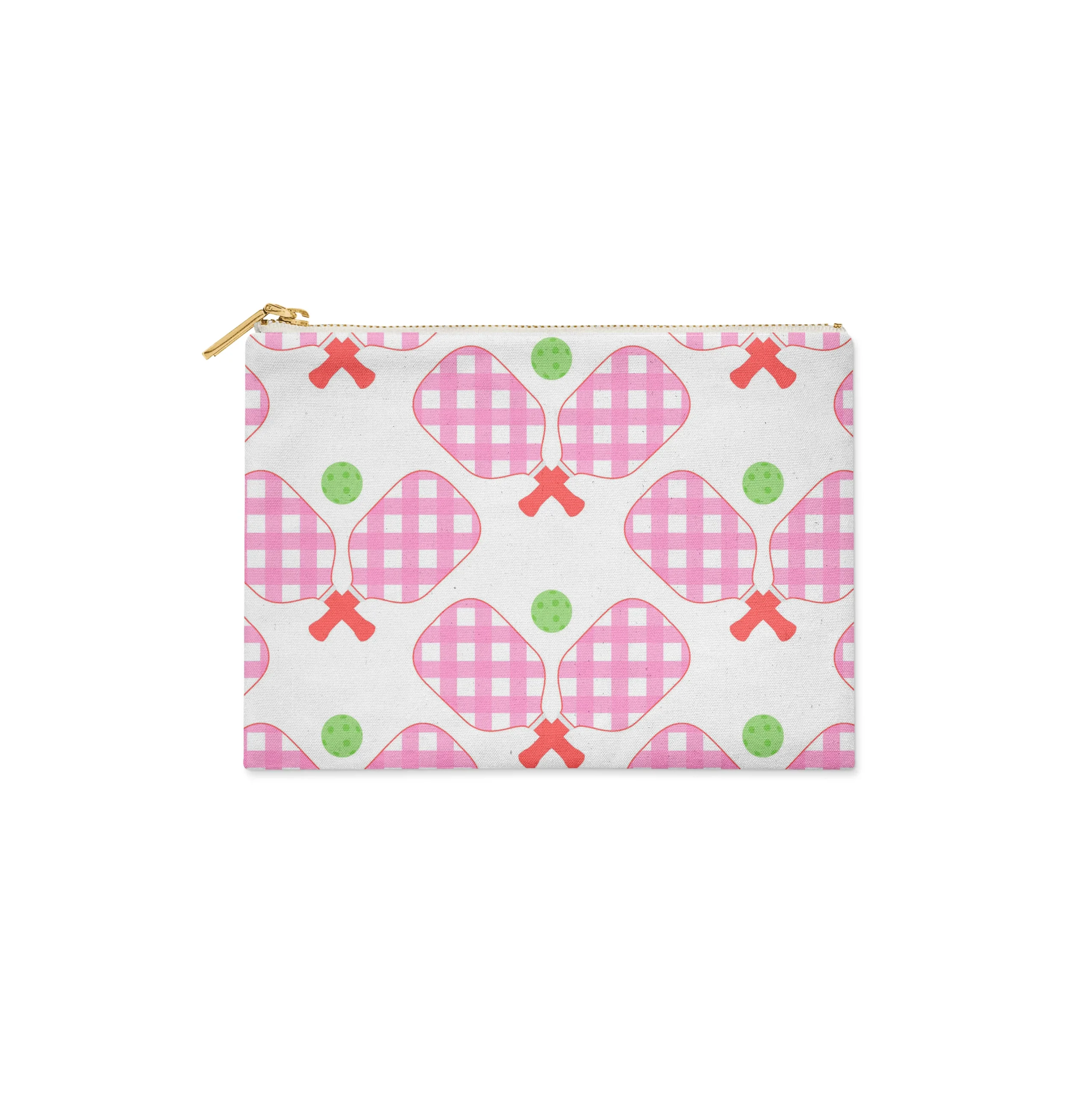 CB Studio Home & Gift*Single Initial - Large Flat Zip Pouch Pickleball Pink - New!