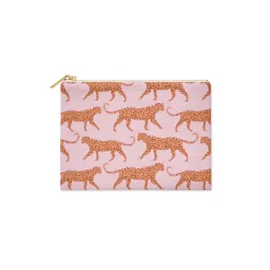 CB Studio Home & Gift*Single Initial - Large Flat Zip Pouch Leopard Pink - New!