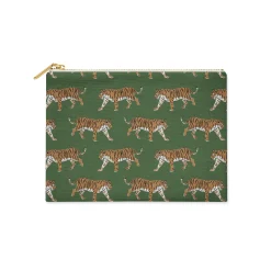 CB Studio Home & Gift*Single Initial - Small Flat Zip Pouch Tiger Green - New!