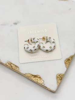 Idlewild Everyday Jewelry*Snow White Enamel CZ Hoops