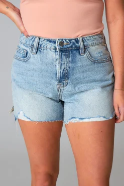 Hidden Bottoms*Sofie Side Slit Denim Shorts - Light