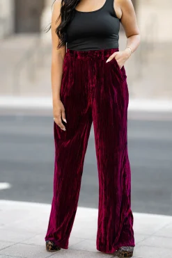 BuddyLove Clothing Label Bottoms*Sondra High-Waisted Velvet Pants - Cabernet
