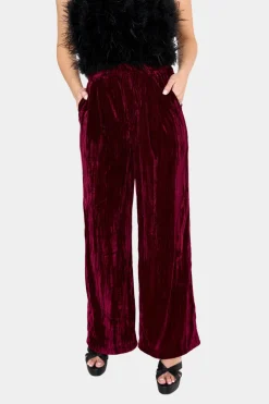 BuddyLove Clothing Label Bottoms*Sondra High-Waisted Velvet Pants - Cabernet