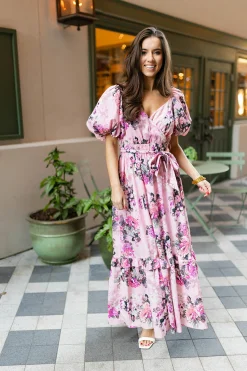 BuddyLove Clothing Label Short Sleeve Dresses | Wedding Guest*Sydney Puff Sleeve Maxi Dress -