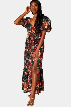 BuddyLove Clothing Label Short Sleeve Dresses | Bump Friendly*Sydney Puff Sleeve Maxi Dress - Viola