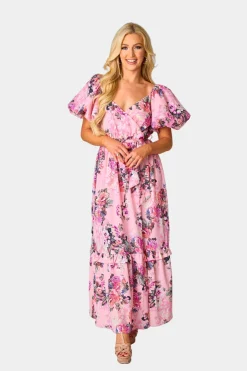 BuddyLove Clothing Label Short Sleeve Dresses | Wedding Guest*Sydney Puff Sleeve Maxi Dress -