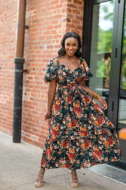 BuddyLove Clothing Label Short Sleeve Dresses | Bump Friendly*Sydney Puff Sleeve Maxi Dress - Viola