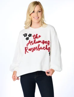 Stewart Simmons Outerwear*The Arkansas Razorbacks Glitter Script Balloon Pullover