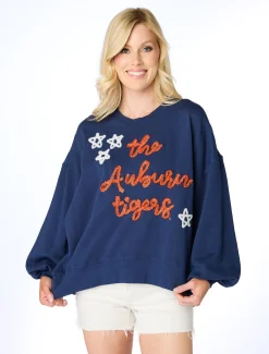 Stewart Simmons Outerwear*The Auburn Tigers Glitter Script Balloon Pullover
