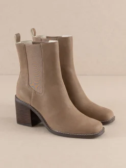 Oasis Society Shoes*The Dakota | Dark Taupe Heeled Chelsea Bootie