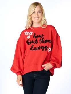 Stewart Simmons Outerwear*The How Bout Them Dawgs Glitter Script Balloon Pullover